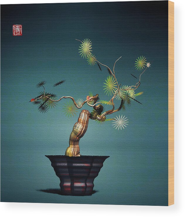  Wood Print featuring the digital art Math Bonsai 3 by GuoJun Pan