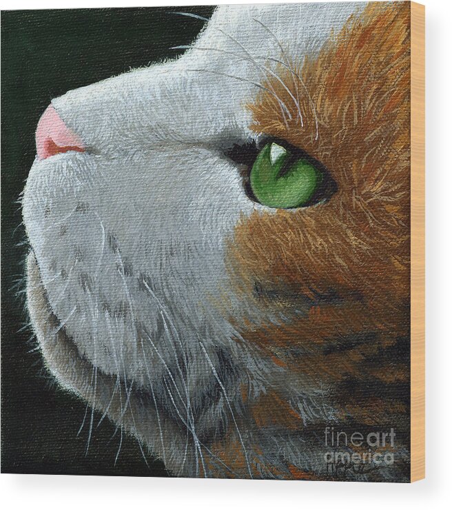 Cat Portrait Wood Print featuring the painting Max - neighbor cat painting by Linda Apple