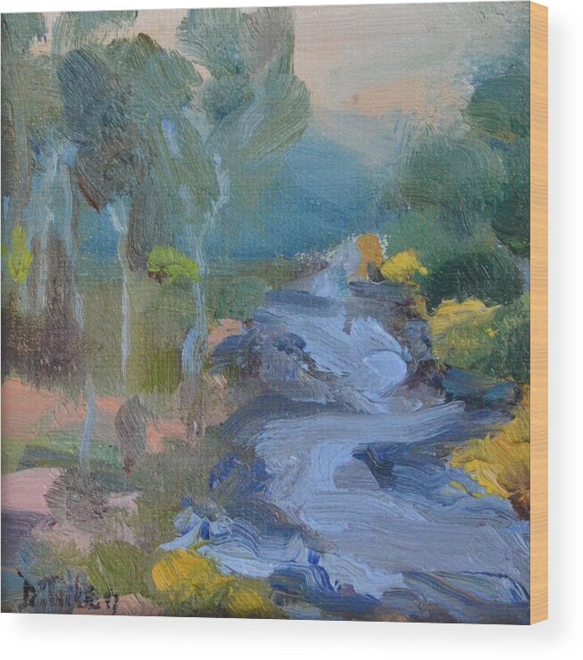 Winding River Wood Print featuring the painting Meandering River by Donna Tuten
