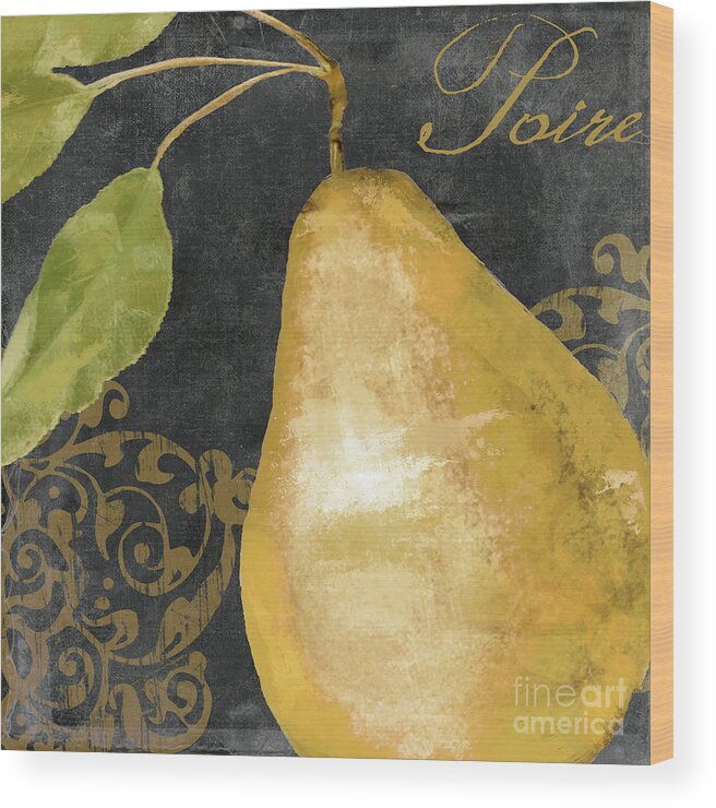 Pear Wood Print featuring the painting Melange French Yellow Pear by Mindy Sommers