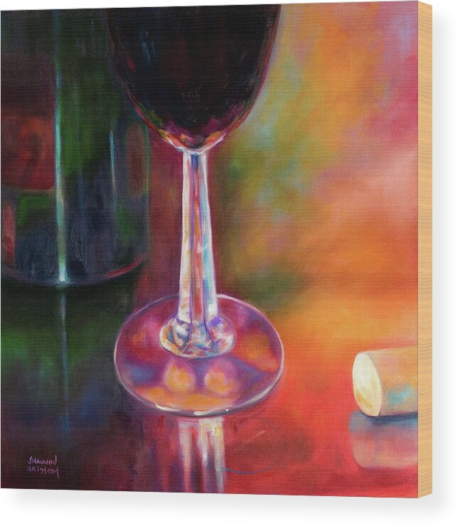 Oil Wood Print featuring the painting Merlot by Shannon Grissom