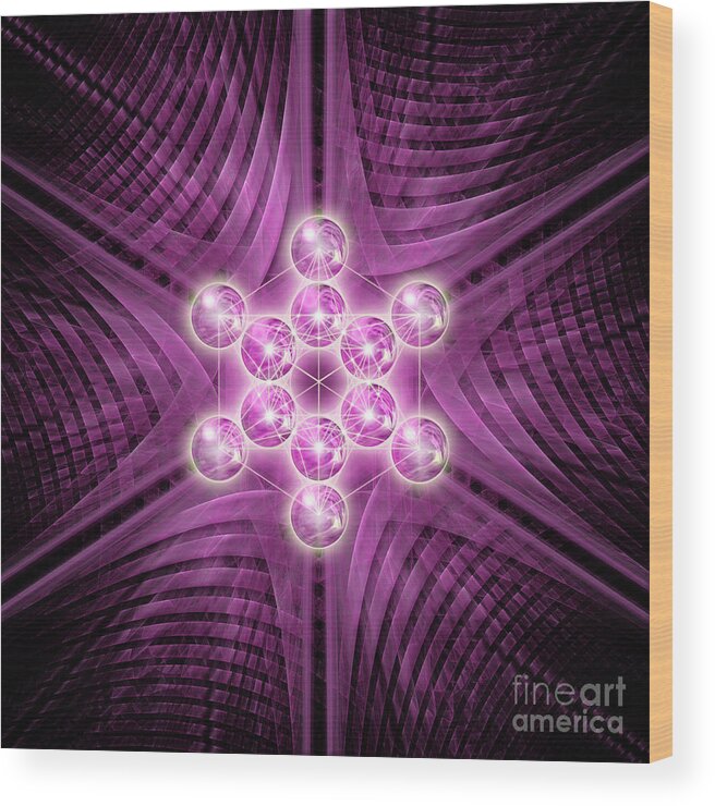 Metatron Wood Print featuring the digital art Metatron's Cube atomic by Alexa Szlavics