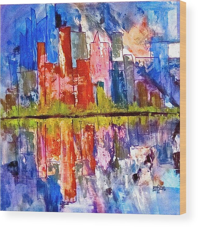 City Wood Print featuring the painting Metropolis by Barbara O'Toole