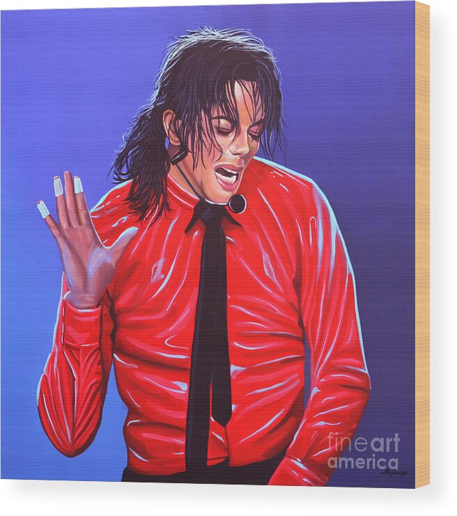 Michael Jackson Wood Print featuring the painting Michael Jackson 2 by Paul Meijering