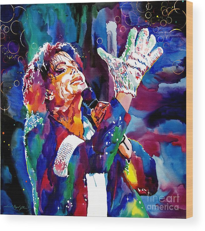 Michael Wood Print featuring the painting Michael Jackson Sings by David Lloyd Glover