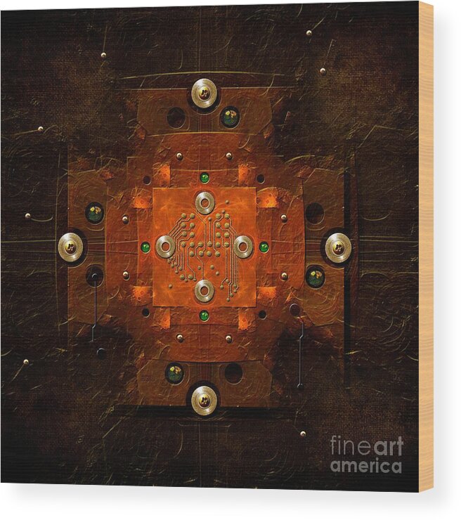 Mandala Wood Print featuring the digital art Microchip Mandala by Alexa Szlavics