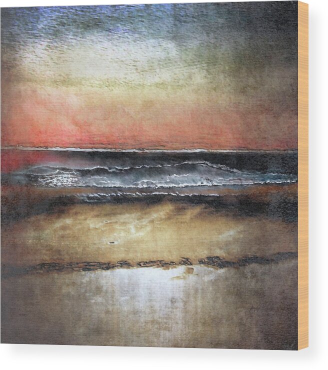 Seascape Wood Print featuring the digital art Midnight Sands Gloucester by Sand And Chi