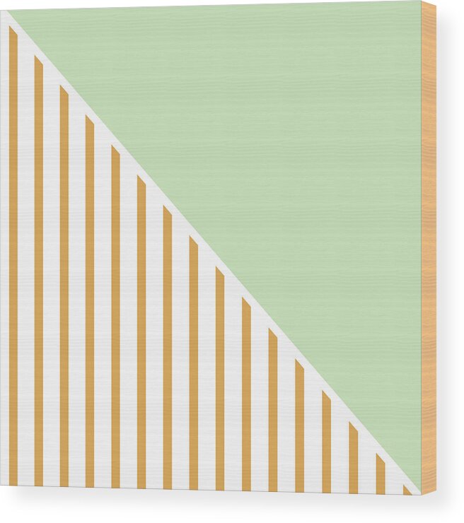 Mint Wood Print featuring the digital art Mint and Gold Geometric by Linda Woods