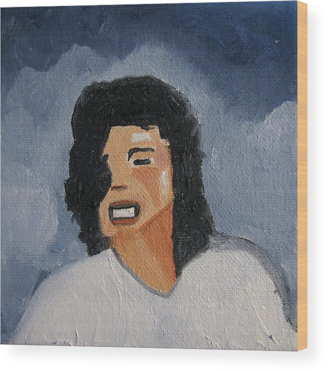 Michael Jackson Wood Print featuring the painting MJ one of five number two by Patricia Arroyo