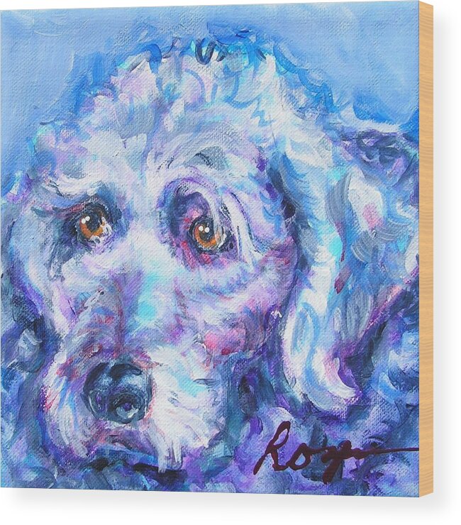 Dog Portrait Wood Print featuring the painting Molly Blue by Judy Rogan