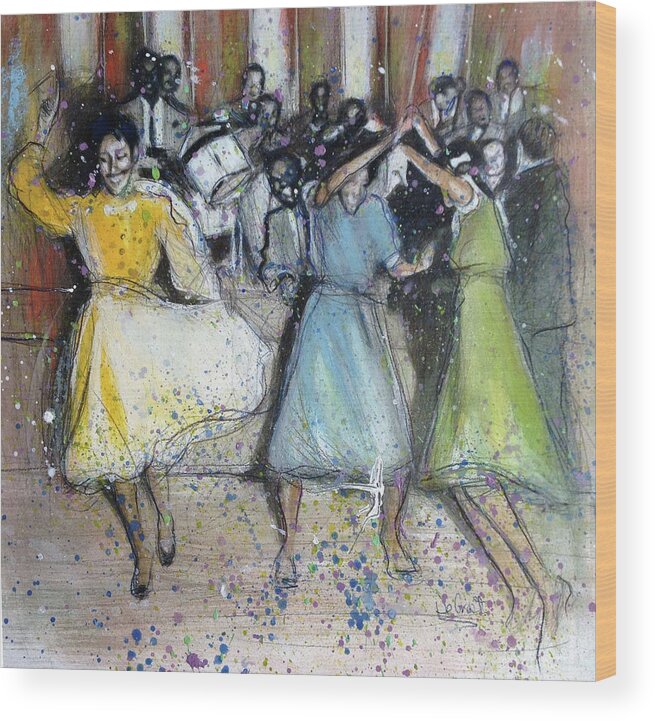 Dancing Wood Print featuring the painting Mom's Night Out circa 1958 by Gregory DeGroat