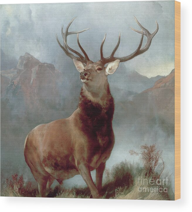 Monarch Wood Print featuring the painting Monarch of the Glen by Sir Edwin Landseer