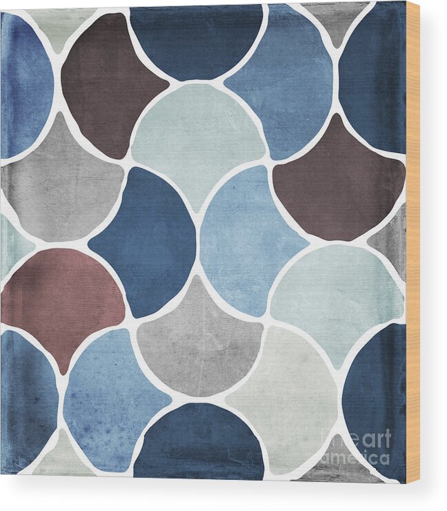 Pattern Wood Print featuring the painting Moroccan Blues by Mindy Sommers