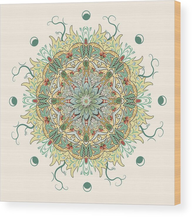 Abstract Wood Print featuring the digital art Morris Artful Garden Mandala by Deborah Smith