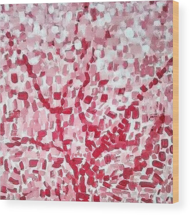 Pink Wood Print featuring the painting Mosaic Tree by Suzanne Berthier