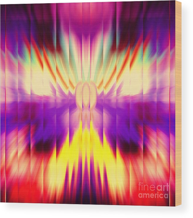 Digital Abstract With Dramatic Colors Wood Print featuring the digital art Motion Blast Three by Gayle Price Thomas