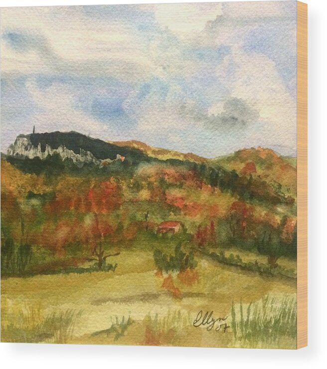 Mt Mohonk Wood Print featuring the painting Mount Mohonk New Paltz Autumn by Ellen Levinson