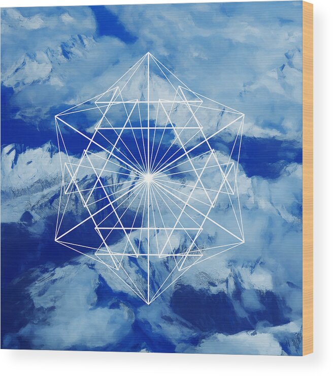 Acrylic Wood Print featuring the mixed media Mountains, Clouds and Geometry by Maria Biro