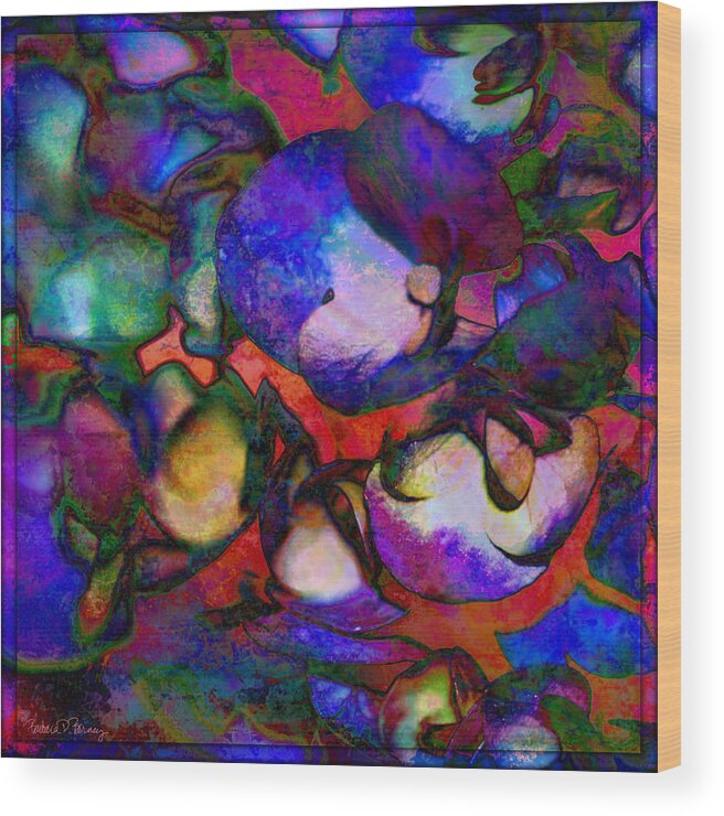 Abstract Wood Print featuring the digital art Mrs. Chagall's Hydrangeas by Barbara Berney