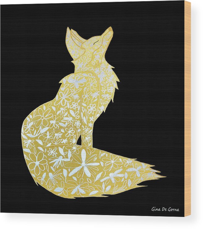 Fox Wood Print featuring the painting Ms Fox by Gina De Gorna