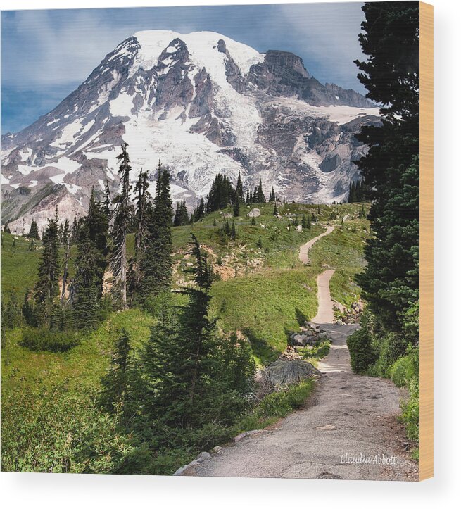 Mt. Rainier Wood Print featuring the photograph Mt. Rainier by Claudia Abbott