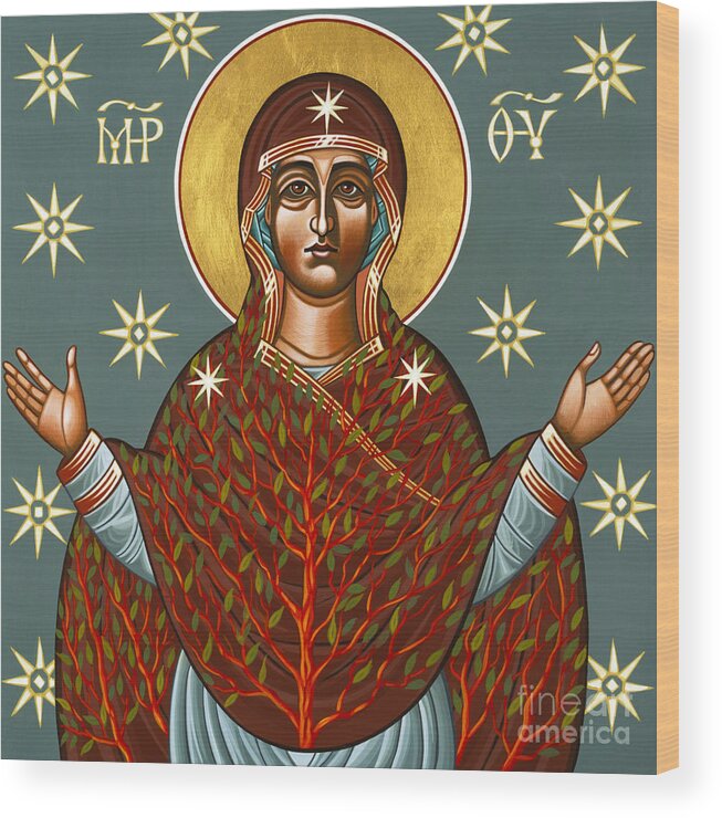 Mother Of God Wood Print featuring the painting Mt Sinai Theotokos the Burning Bush 131 by William Hart McNichols
