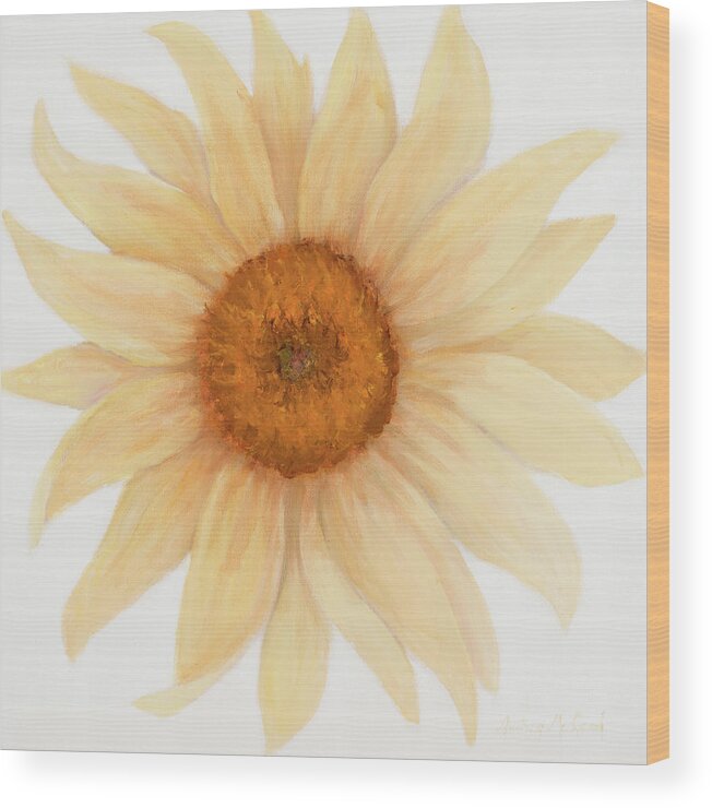  Sunflower Wood Print featuring the painting My Favorite Flower by Audrey McLeod
