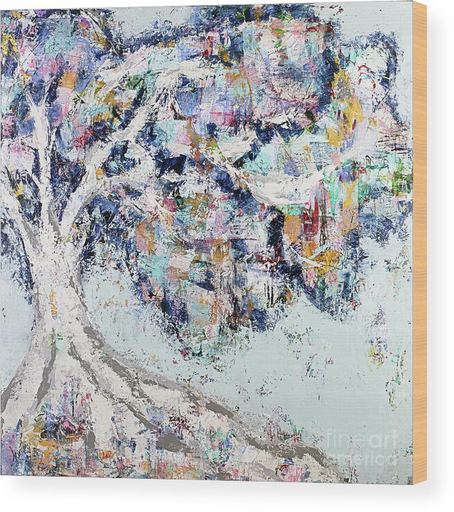 Tree Wood Print featuring the painting My Secret Hideout by Kirsten Koza Reed
