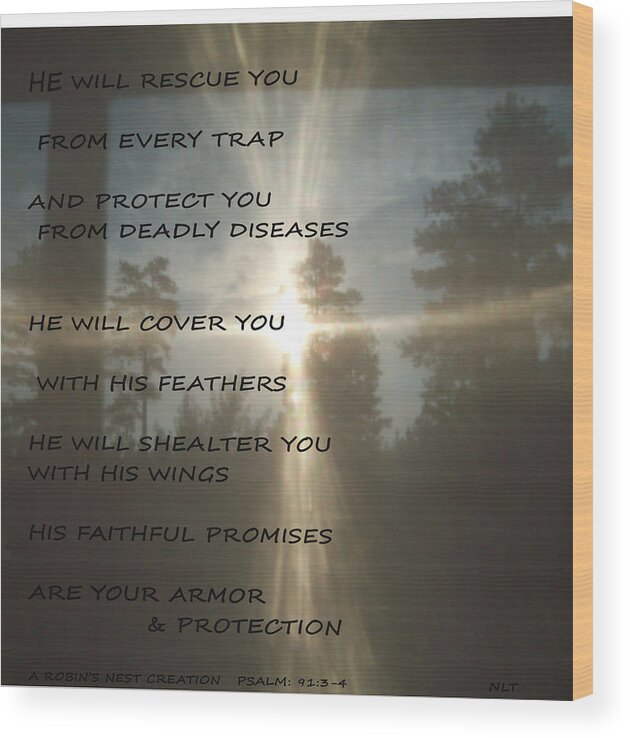 Inspritation Landscape Wood Print featuring the photograph Natural Sun Cross Psalm nlt by Robin Coaker