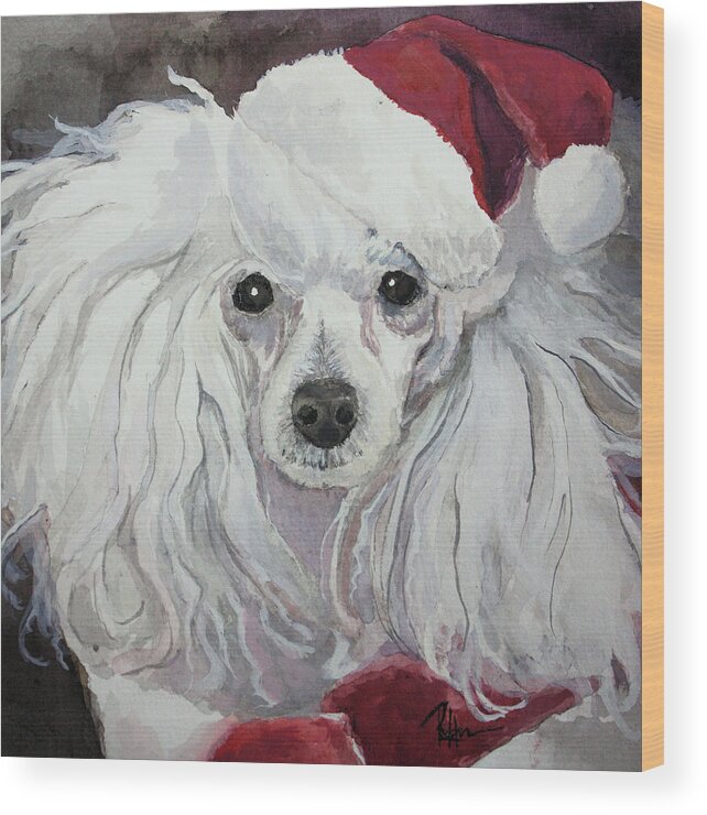 Toy Poodle Wood Print featuring the painting Naughty or Nice by Rachel Bochnia