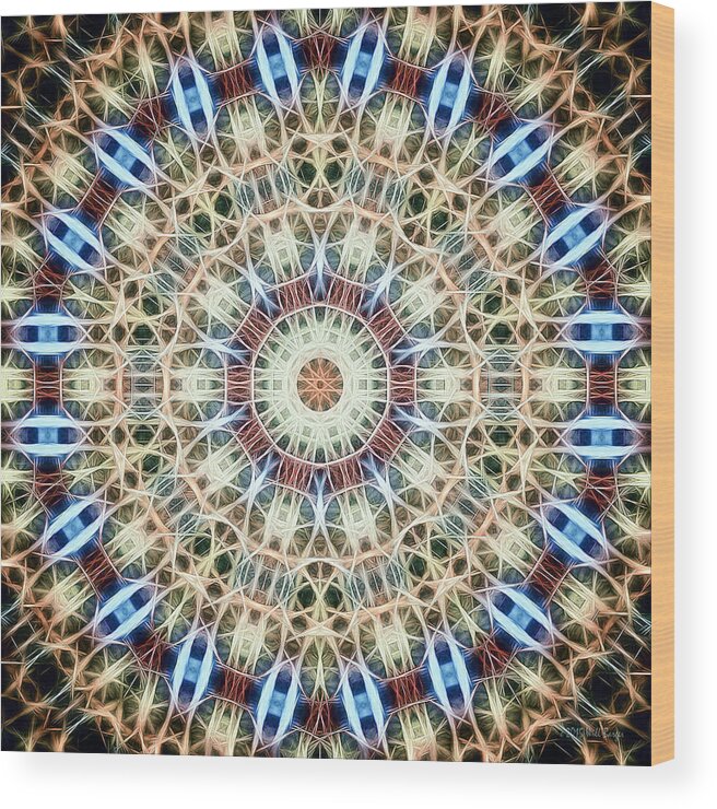 Tao Wood Print featuring the digital art Neon Mandala, Nbr 20B by Will Barger
