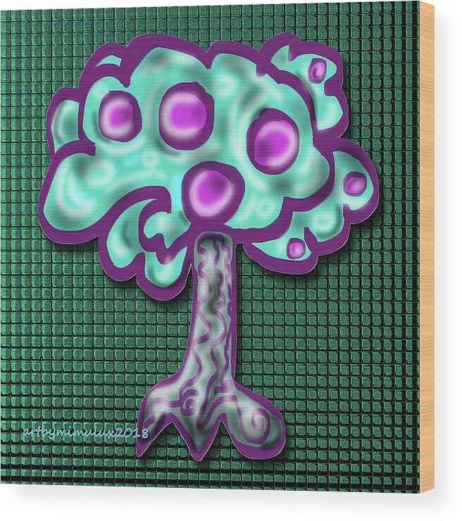 Tree Wood Print featuring the digital art Neon Tree by Mimulux Patricia No
