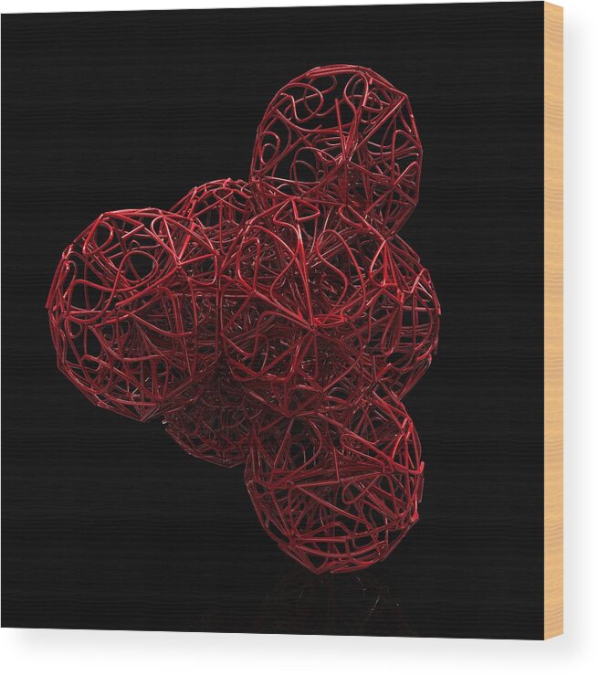 Abstract Wood Print featuring the digital art Nest of spheres by William Ladson