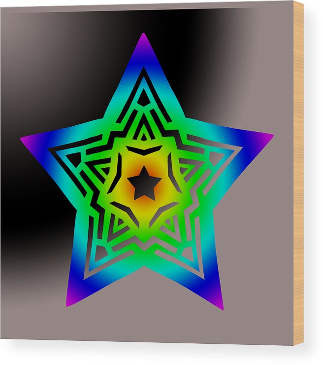 Pentacle Wood Print featuring the digital art New Star 1b by Eric Edelman