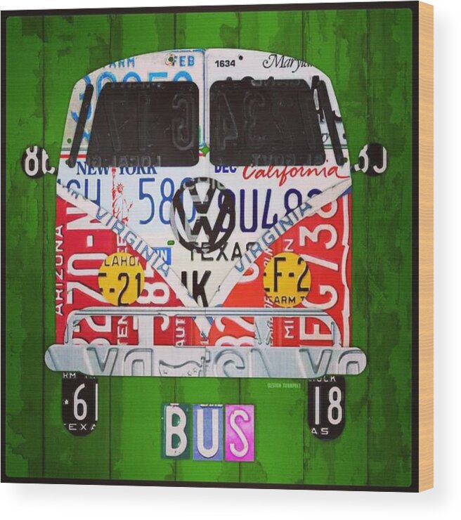 Faaartist Wood Print featuring the photograph New #vw License Plate Art Series Out On by Design Turnpike