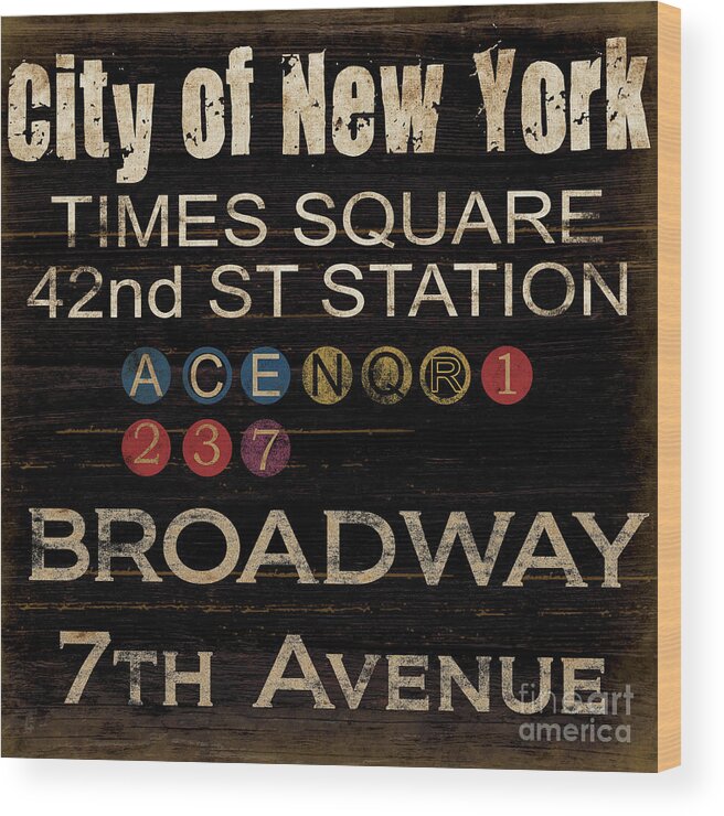 New York Wood Print featuring the mixed media New York Subway by Grace Pullen
