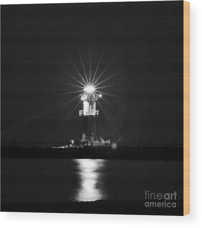 Nocturnal Lighting On The Baltic Sea Wood Print featuring the photograph Nocturnal Lighting on the Baltic Sea by Silva Wischeropp