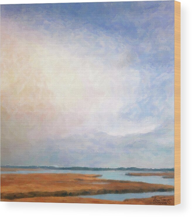 Nature Wood Print featuring the photograph Nonesuch River marsh - Winter by Ann Tracy