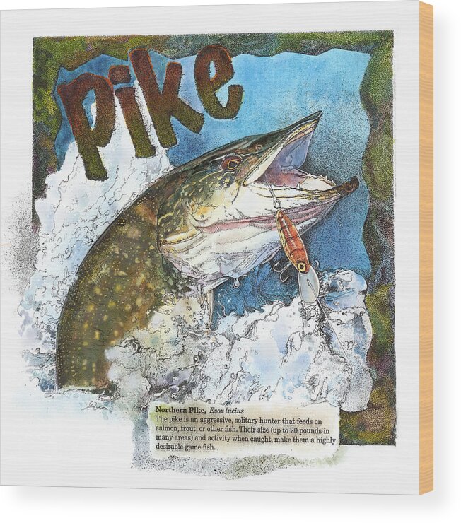 Fish Wood Print featuring the painting Northerrn Pike by John Dyess