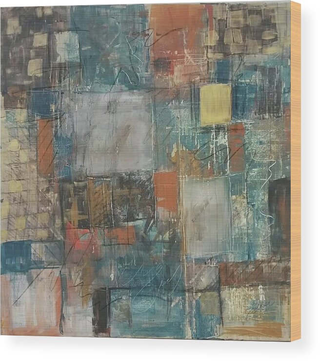 Abstract Wood Print featuring the painting Oasis by Terri Einer