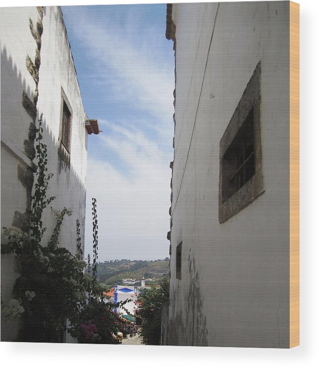 Obidos Wood Print featuring the photograph Obidos Side View Portugal by John Shiron