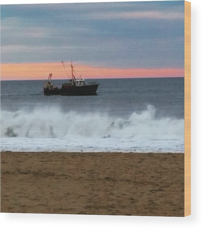 Ocean Wood Print featuring the photograph Ocean Tug in the Storm by Vic Ritchey