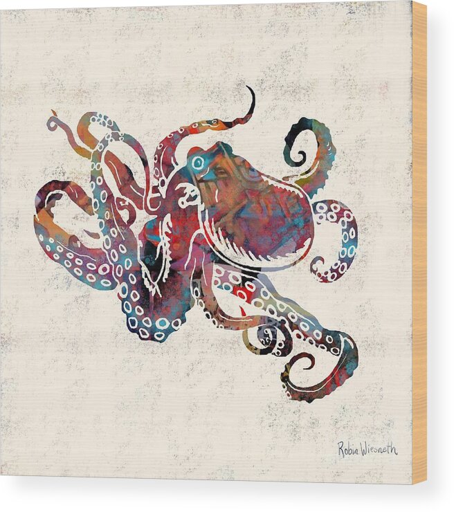 Octopus Wood Print featuring the digital art Octopus by Robin Wiesneth