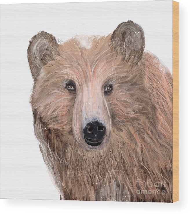 Bears Wood Print featuring the painting Oh Bear by Bri Buckley