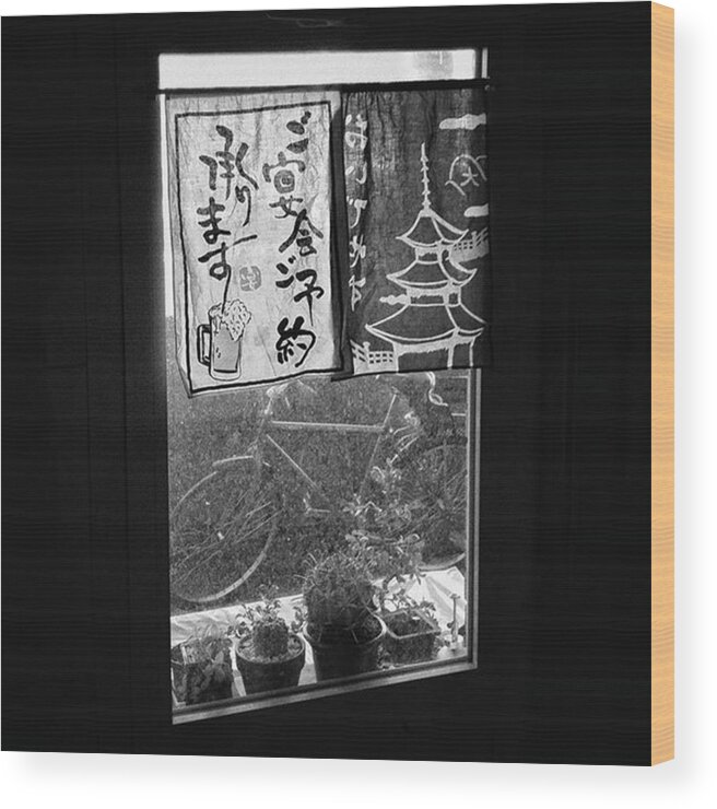 Japanese Wood Print featuring the photograph Ohayoo Gozaimasu!

#window #bicycle by Rafa Rivas