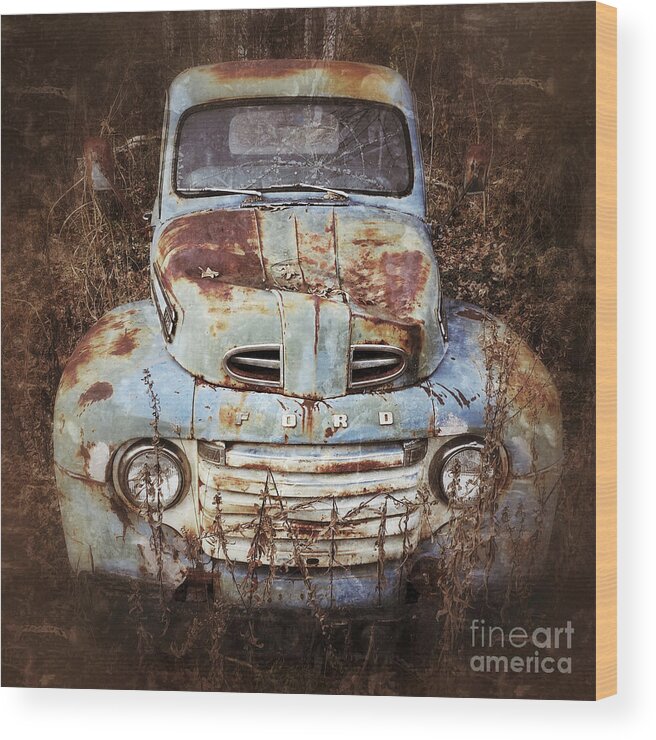 Ford Wood Print featuring the photograph Old Blue by Terry Rowe
