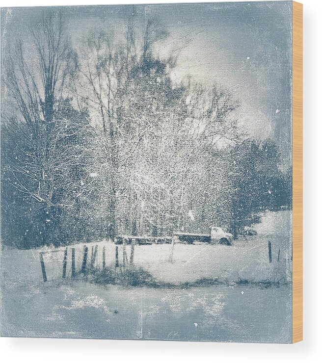 Snow Wood Print featuring the photograph The glow of memory in the snow by Melissa D Johnston