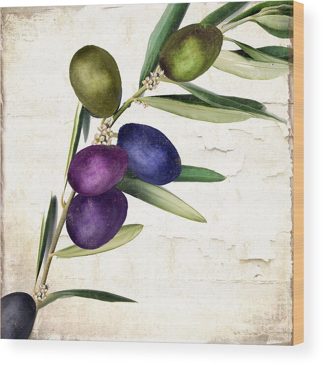 Olives Wood Print featuring the painting Olive Branch II by Mindy Sommers