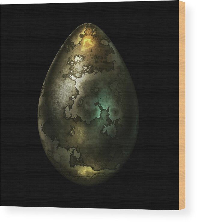 Series Wood Print featuring the digital art Olive Gold Egg by Hakon Soreide