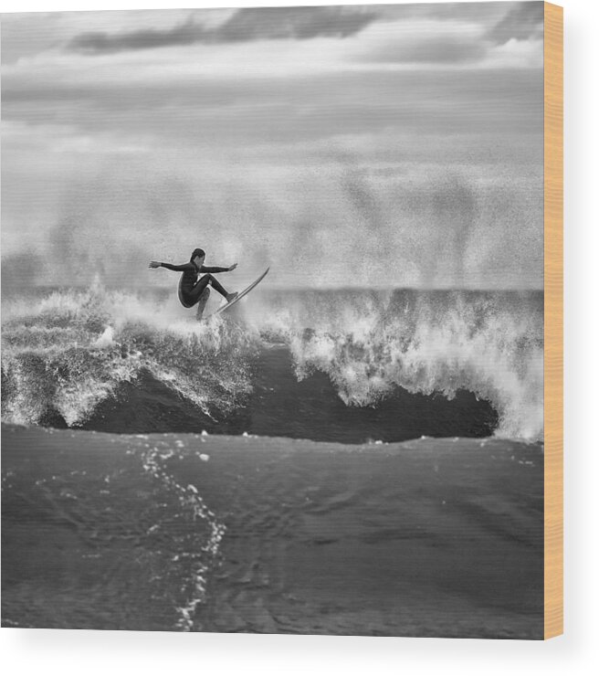 Surf Wood Print featuring the photograph On the crest by Russ Dixon
